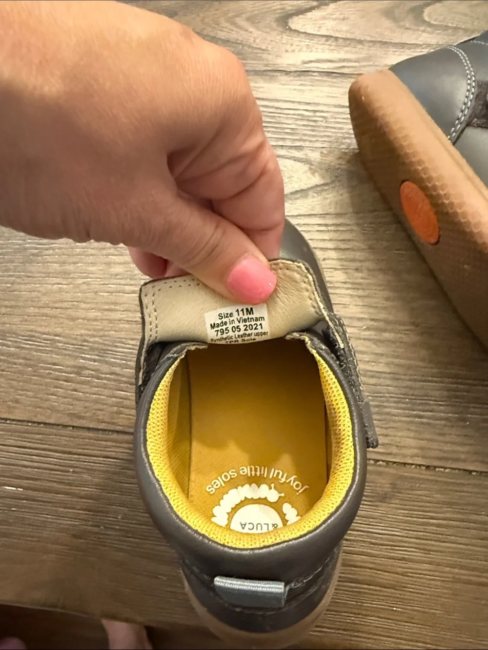 Livie & Luca Gray Leather Toddler Boots with Yellow Interior